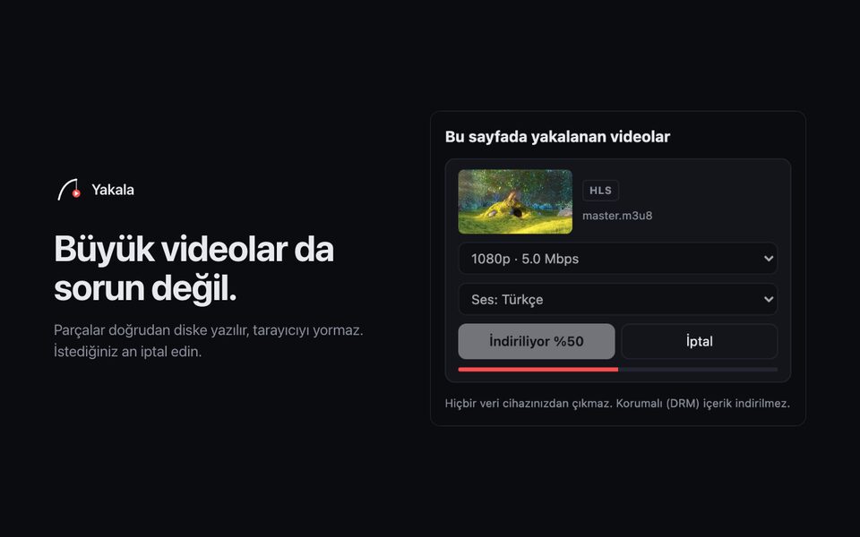 İndirme ilerlemesi ve İptal butonu